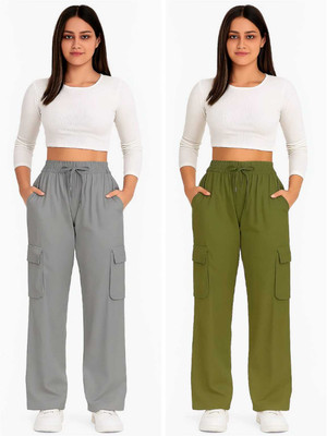 insha fashion Relaxed Women Grey, Green Trousers