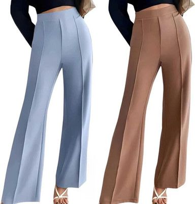 Thread Aura Regular Fit Women Blue, Brown Trousers