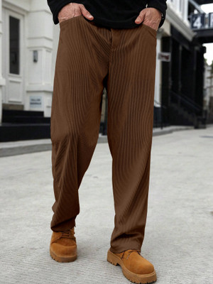Rajovati Slim Fit Men Brown Trousers