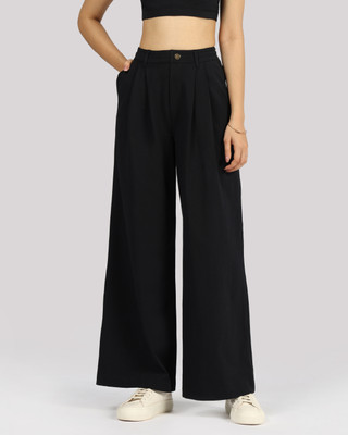 BlissClub AM:PM Korean Tailored Trousers - Regular Women Black Trousers