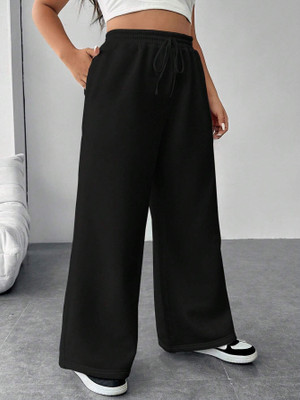 TRUFFLEGUM Loose Fit Women Black Trousers