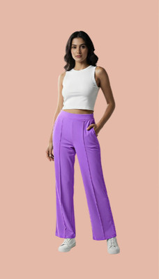 DISCOFASHIONHUB Straight Fit Women Purple Trousers