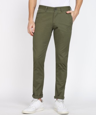 PETER ENGLAND Slim Fit Men Green Trousers