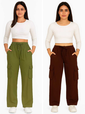 insha fashion Relaxed Women Green, Brown Trousers