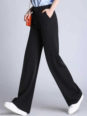 Broadstar Loose Fit Women Black Trousers
