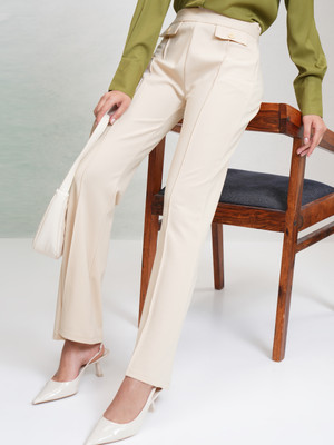 Tokyo Talkies Flared Women White Trousers