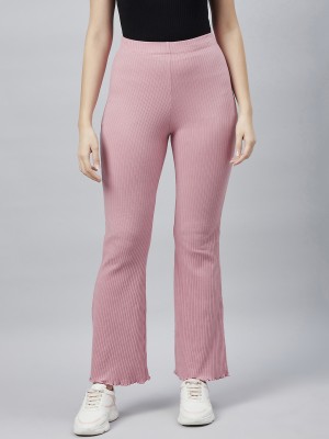 BLINKIN Flared Women Pink Trousers