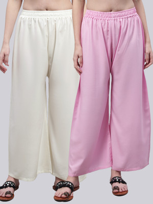 VALLES365 by S.c. Flared Women Cream, Pink Trousers