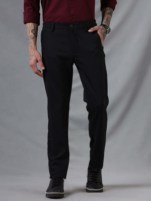WROGN Regular Fit Men Black Trousers