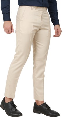 Hoomu Slim Fit Men Cream Trousers