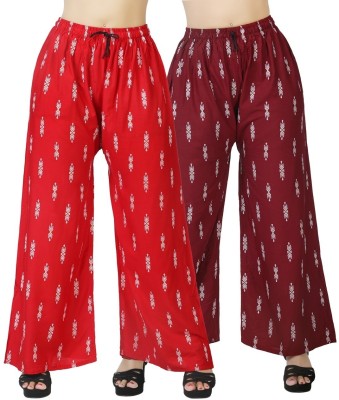 Mirza The Fashion Regular Fit, Comfort Fit, Flared, Relaxed, Tapered Women Red, Maroon Trousers