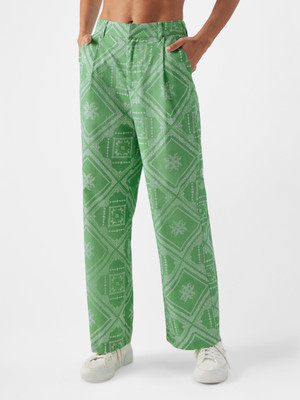 The Souled Store Regular Fit Women Green Trousers