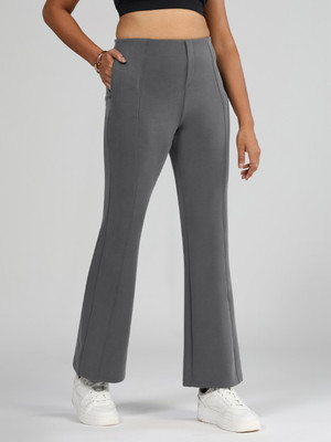 BlissClub Flared Women Black Trousers