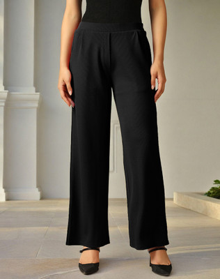 Selvia Comfort Fit Women Black Trousers