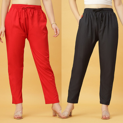 GANIX FASHION THAT DEFINE YOU Regular Fit Women Black, Red Trousers