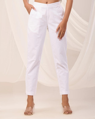 Oxinexx Regular Fit Women White Trousers