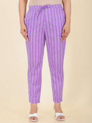 Aramya Comfort Fit Women Purple Trousers