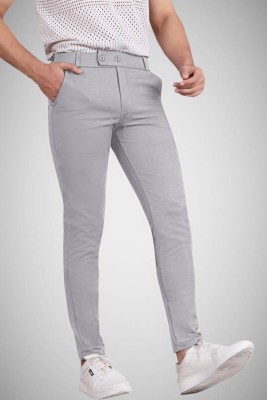 ynam Slim Fit Men Grey Trousers