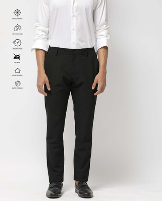 RARE RABBIT Regular Fit Men Black Trousers