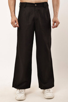 CLOTHINK India Regular Fit Men Black Trousers