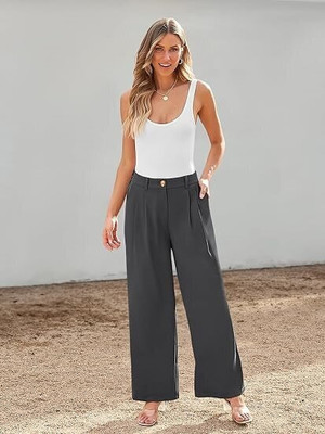 OUTZIDR Relaxed Women Black Trousers
