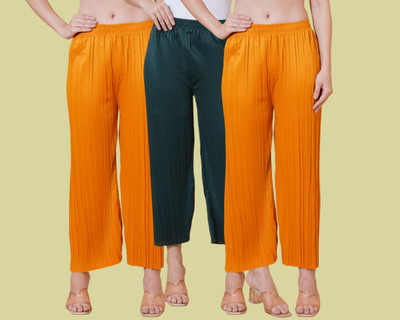 Lecowar Regular Fit Women Green, Orange Trousers