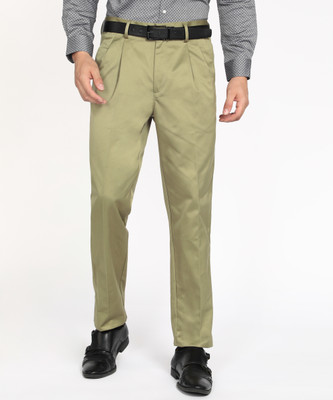 PETER ENGLAND Regular Fit Men Light Green Trousers