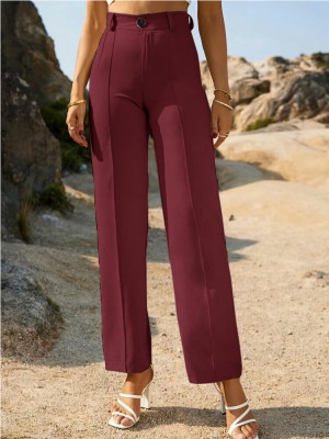 FUBACK Regular Fit Women Maroon Trousers