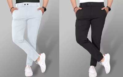 K.K. GAURMENTS Regular Fit Men Silver, Black Trousers