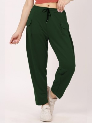 CLOTHINK India Self Design Women Green Track Pants