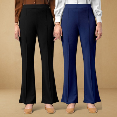 Anitafashion Loose Fit Women Black, Dark Blue Trousers