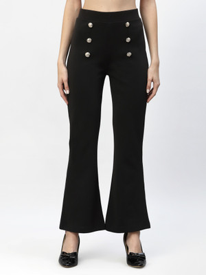 POPWINGS Regular Fit Women Black Trousers