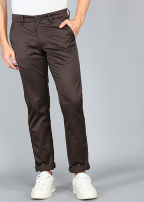 VAN HEUSEN Slim Fit Men Brown Trousers
