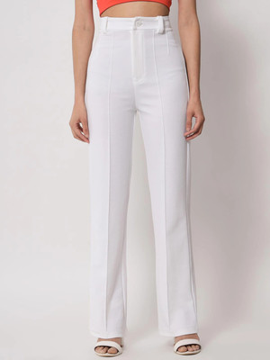 KVDEV Regular Fit Women White Trousers