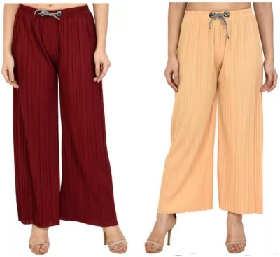 Fashion Guru Trading Regular Fit Women Maroon, Beige Trousers