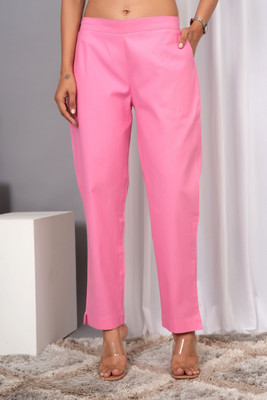 IQRAAR Regular Fit Women Pink Trousers