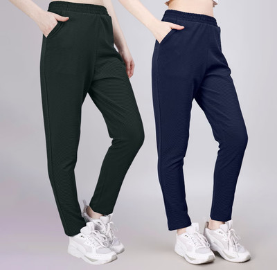 FEBVIBE Regular Fit Women Multicolor Trousers
