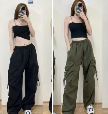 simbha Comfort Fit Women Green, Black Trousers