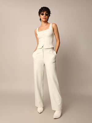 ONLY Regular Fit Women Cream Trousers