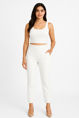 Lexie Slim Fit Women White Trousers