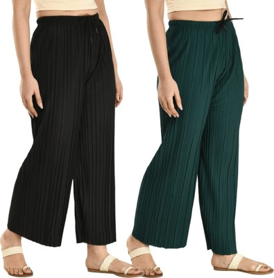 Relaxed Women Black, Green Trousers