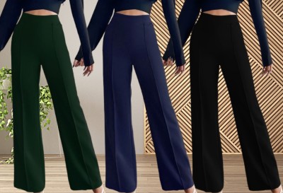 Parona Regular Fit Women Green, Dark Blue, Black Trousers