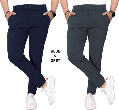 K.K Garment Slim Fit Men Blue, Grey Trousers