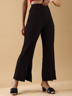 Dwarros Flared Women Black Trousers