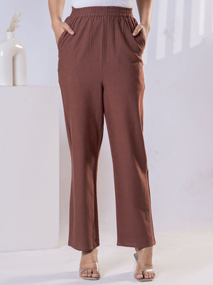 Dressberry Regular Fit Women Brown Trousers