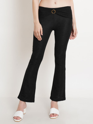 POPWINGS Regular Fit Women Black Trousers