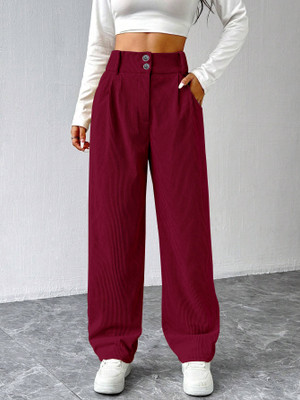 Rajovati Loose Fit Women Maroon Trousers