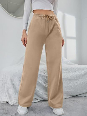 CLOTHINK India Regular Fit Women Beige Trousers