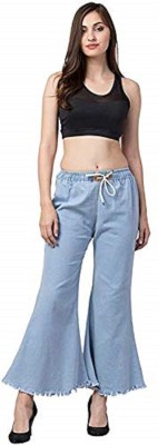 Fashionon Relaxed Women Light Blue Trousers