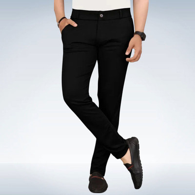 Raienterprises Slim Fit Men Black Trousers